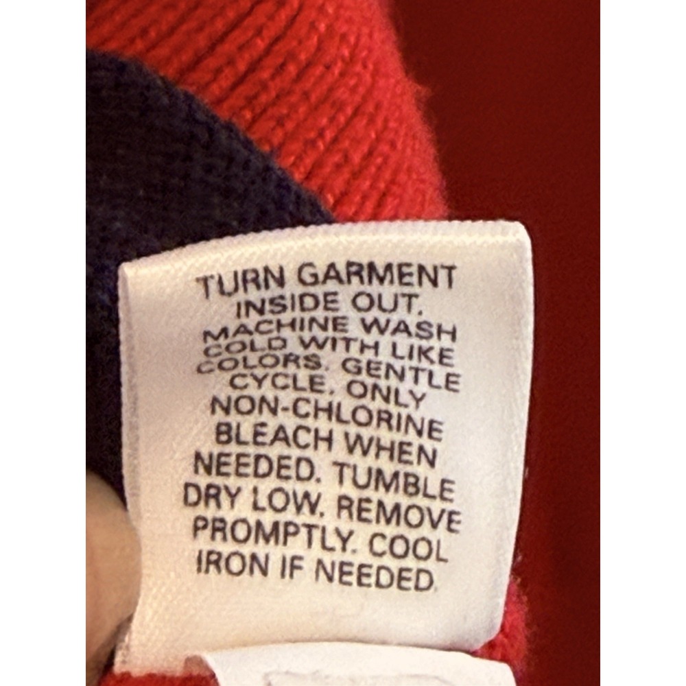 VTG 90s Express Men XL‎ Red/Black/Gray Argyle V-Neck Sweater Cotton Retro Preppy - Picture 5 of 5